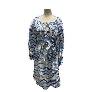 Aqua By Alex Blue and White Patterned Dress
